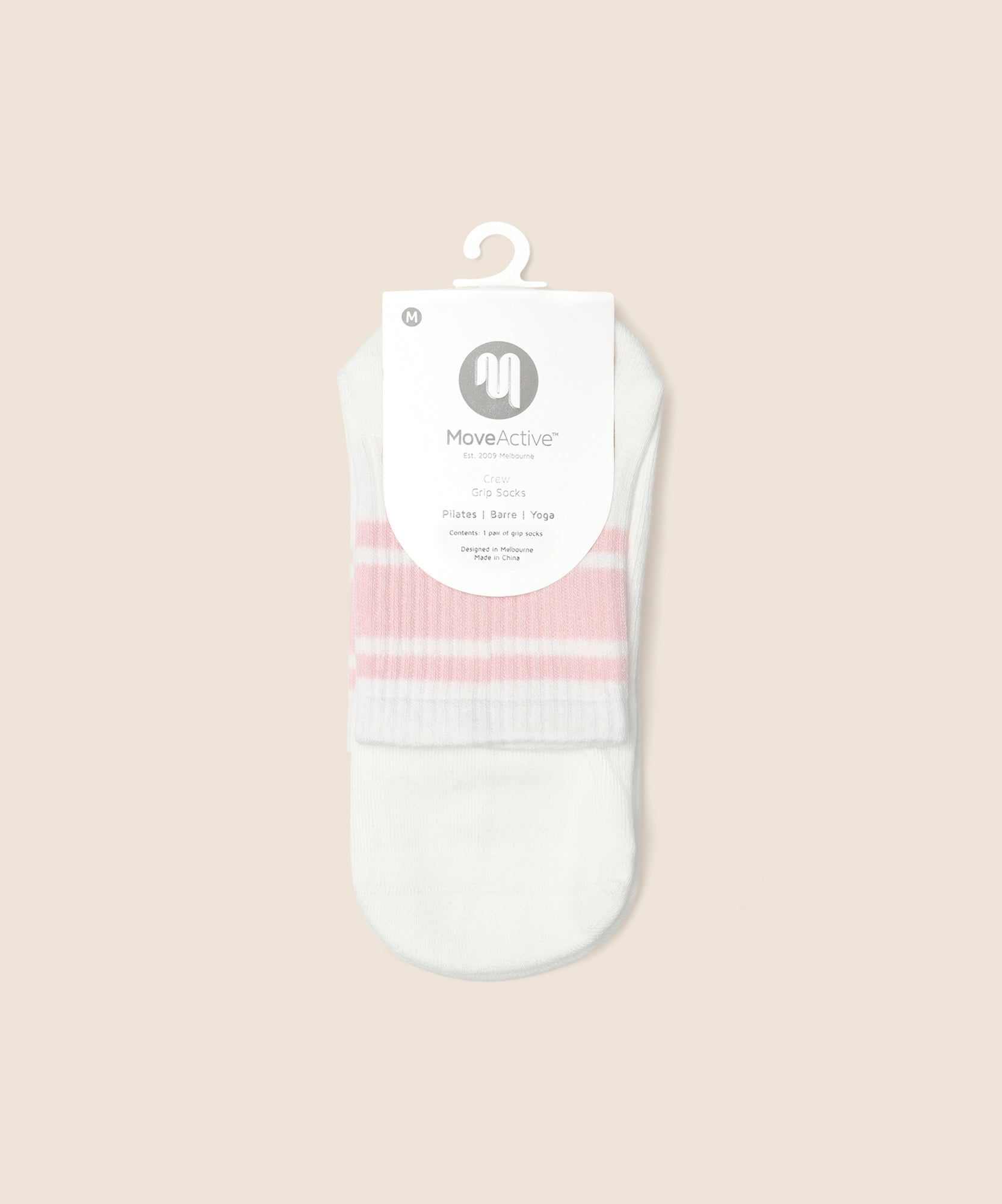Crew Non Slip Grip Socks - Pink Stripes