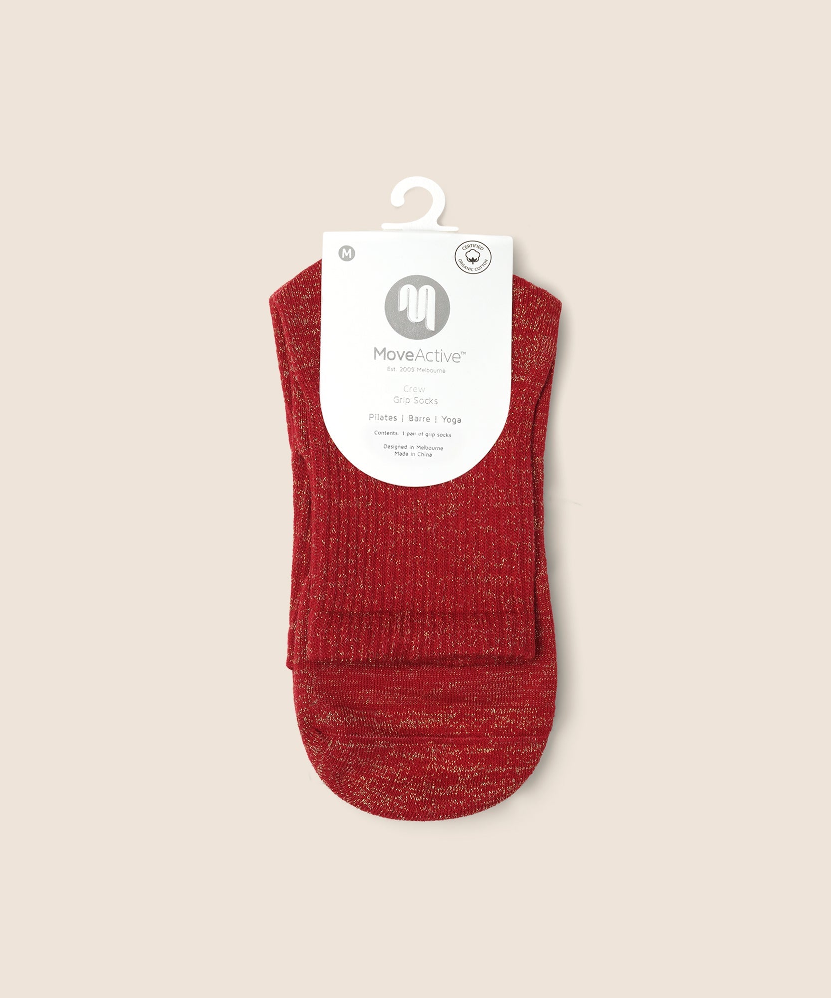 Crew Non Slip Grip Socks - Tinsel Ruby