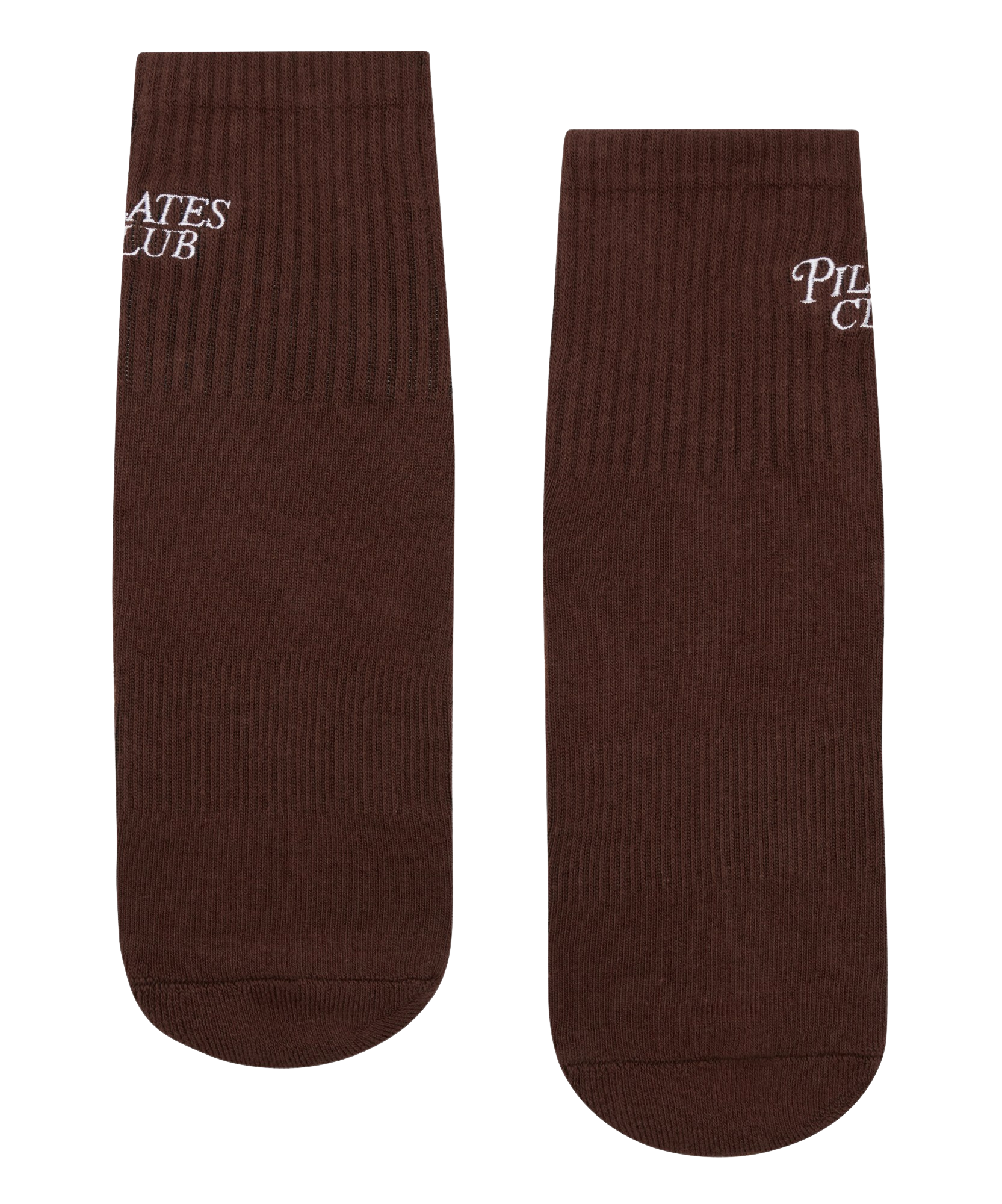 Crew Non Slip Grip Socks - Pilates Club Brown
