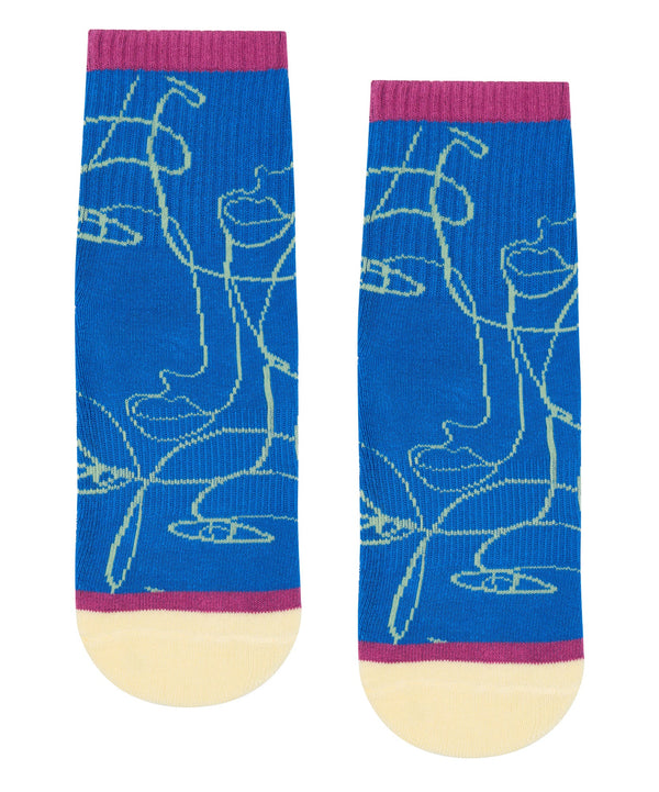Crew Non Slip Grip Socks - Azure Abstract