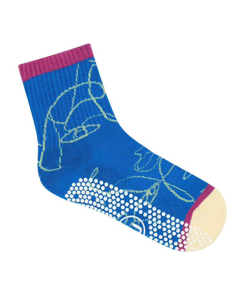 Crew Non Slip Grip Socks - Azure Abstract