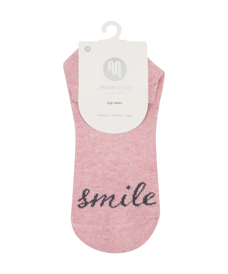 Smile Pink Marle low rise grip socks with durable and breathable fabric technology