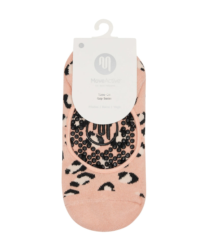 Comfortable and Stylish Non Slip Grip Socks in Peach Cheetah