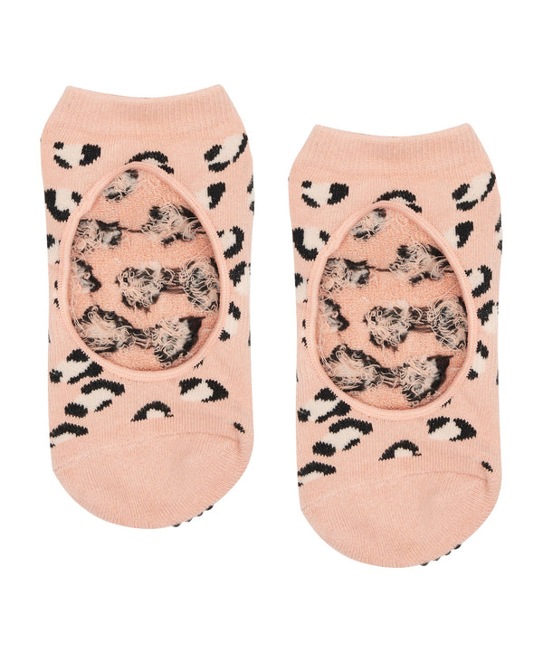 Fashionable Peach Cheetah Print Non Slip Grip Socks