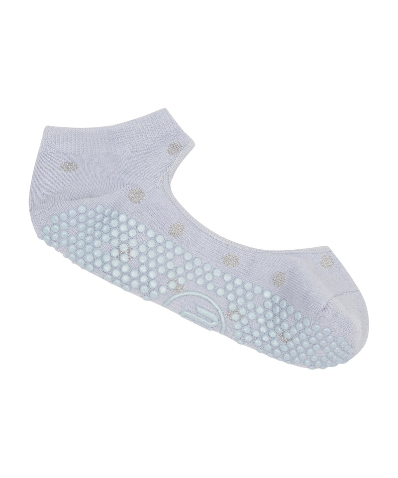 Slide On Non Slip Grip Socks in Baby Blue with Silver ‘Sparkle’ Spots