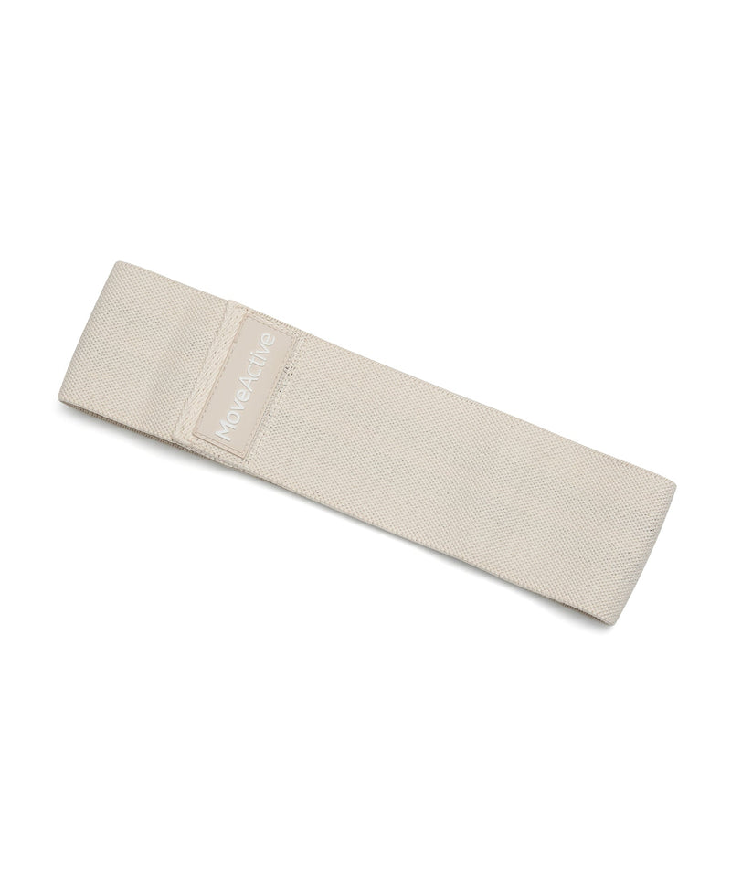 Resistance band in cream color with light level of resistance for workouts