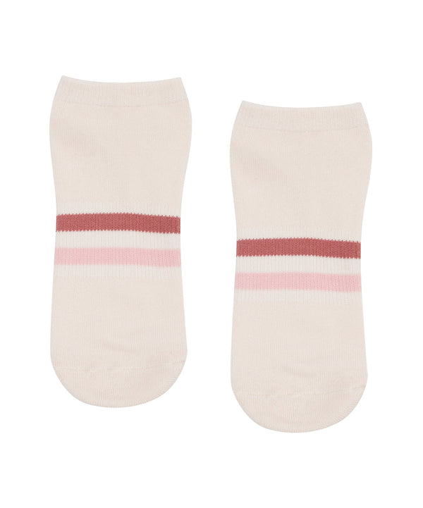 Classic Low Rise Grip Socks - Blush Stripes for Pilates and Yoga