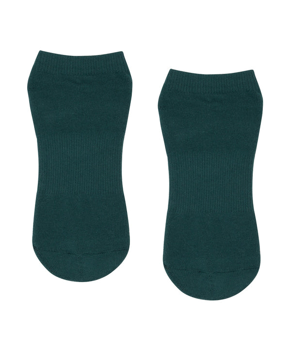 Classic Low Rise Grip Socks in Forest Green, perfect for yoga