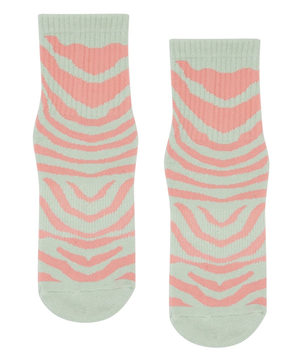 Crew Non Slip Grip Socks in Pastel Zebra, perfect for yoga and pilates