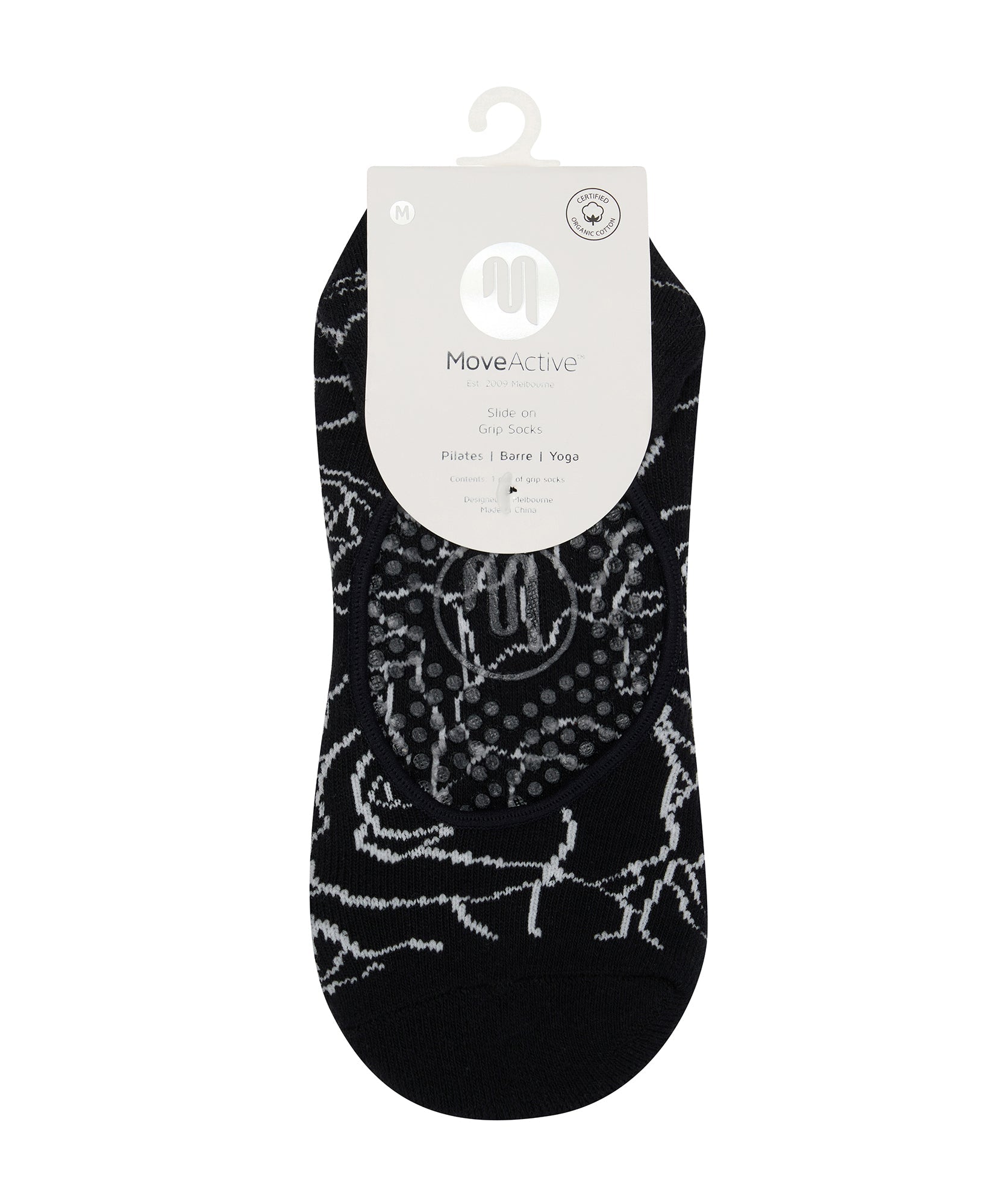 Slide On Non Slip Grip Socks - Rose Garden.