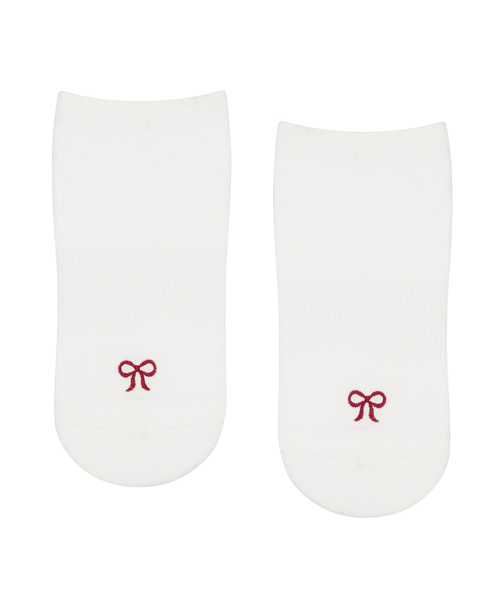 Classic Low Rise Grip Socks - Whimsy Bow White.