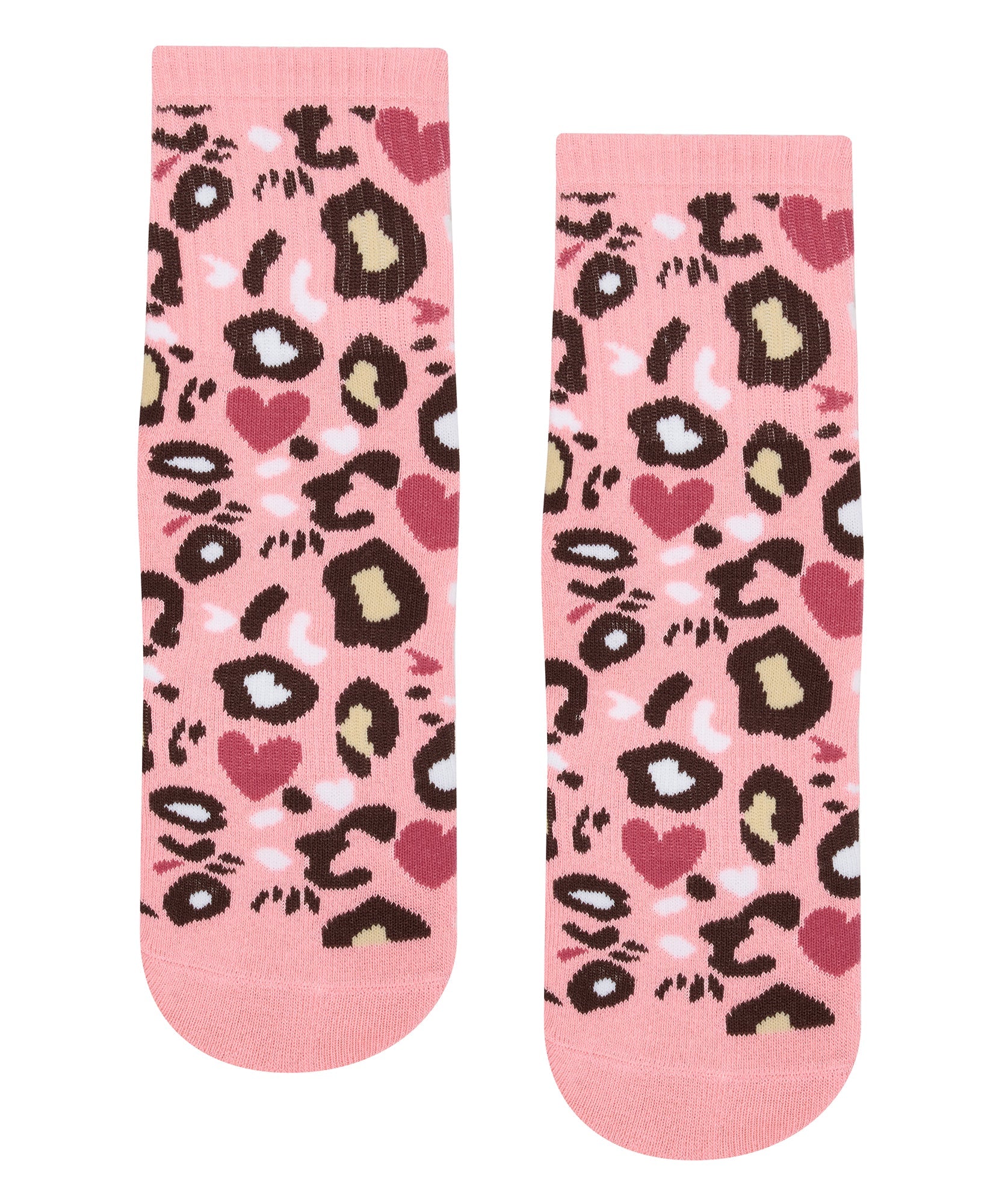 Crew Non Slip Grip Socks - Cheetah Heart