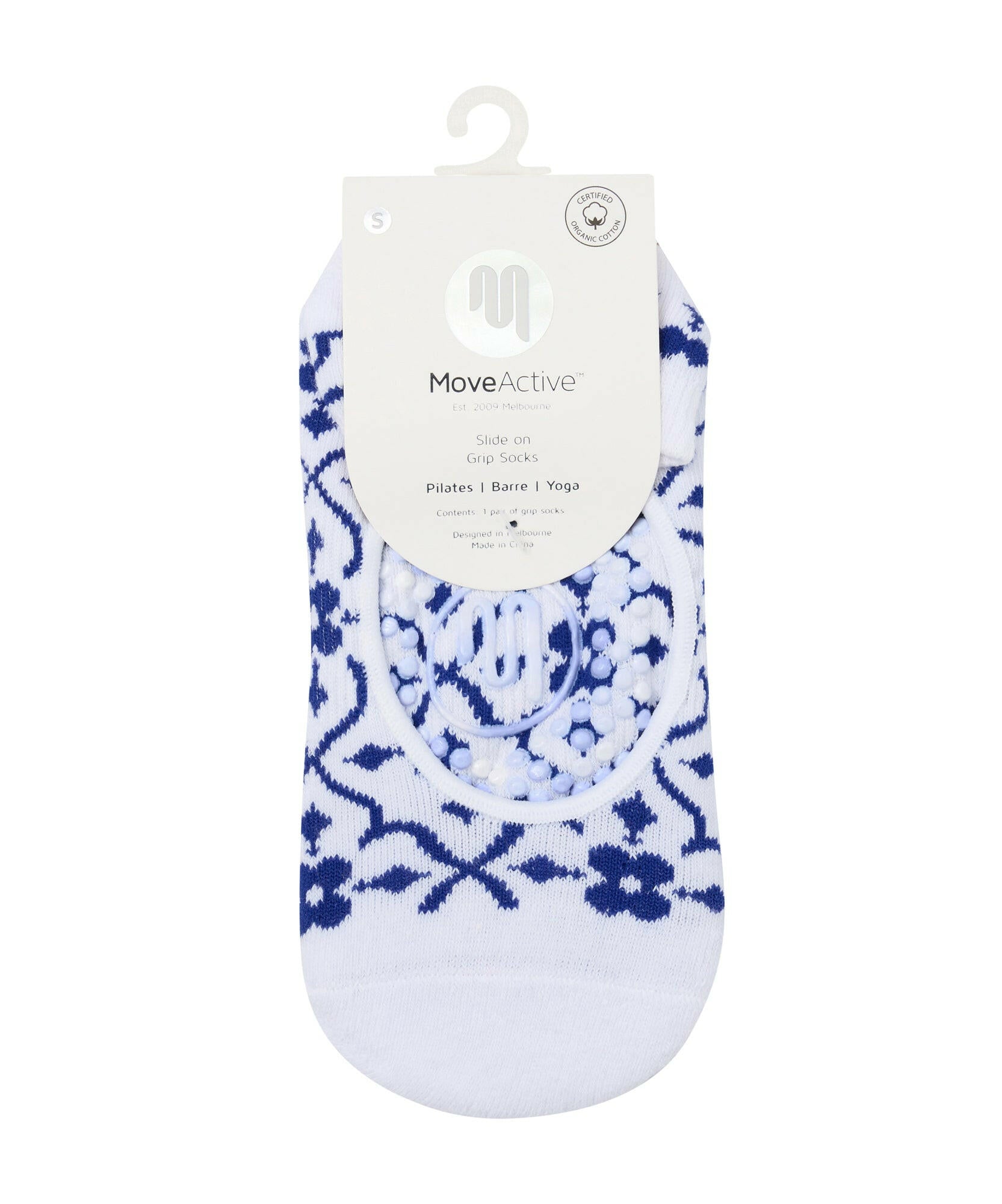 Slide On Non Slip Grip Socks - Tuscan Tiles