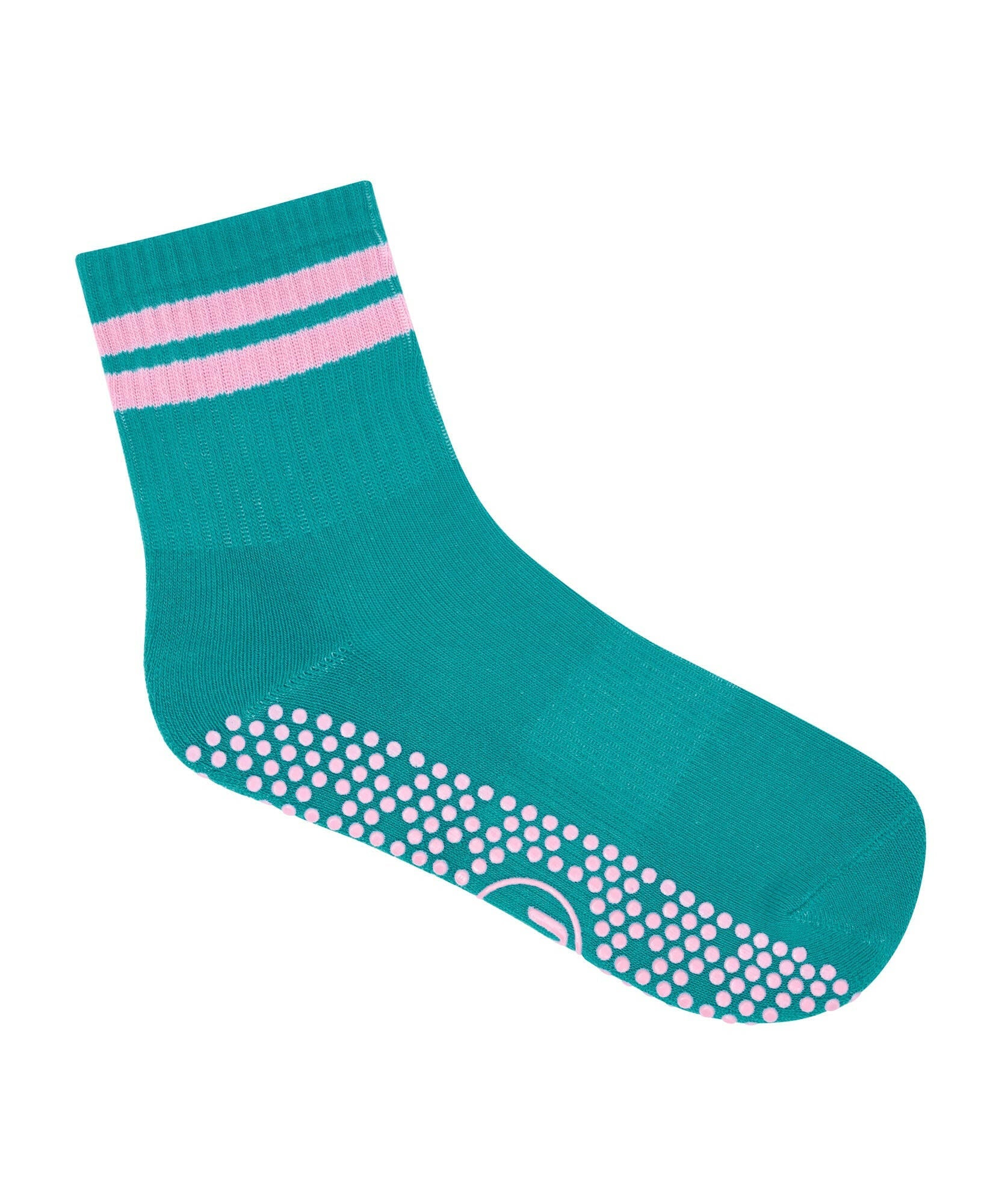 Crew Non Slip Grip Socks - Tuscan Teal Stripe