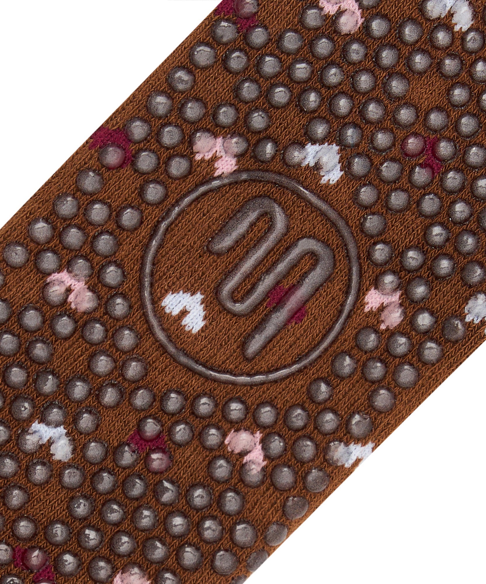 Slide On Non Slip Grip Socks - Hearts Aflutter Brown