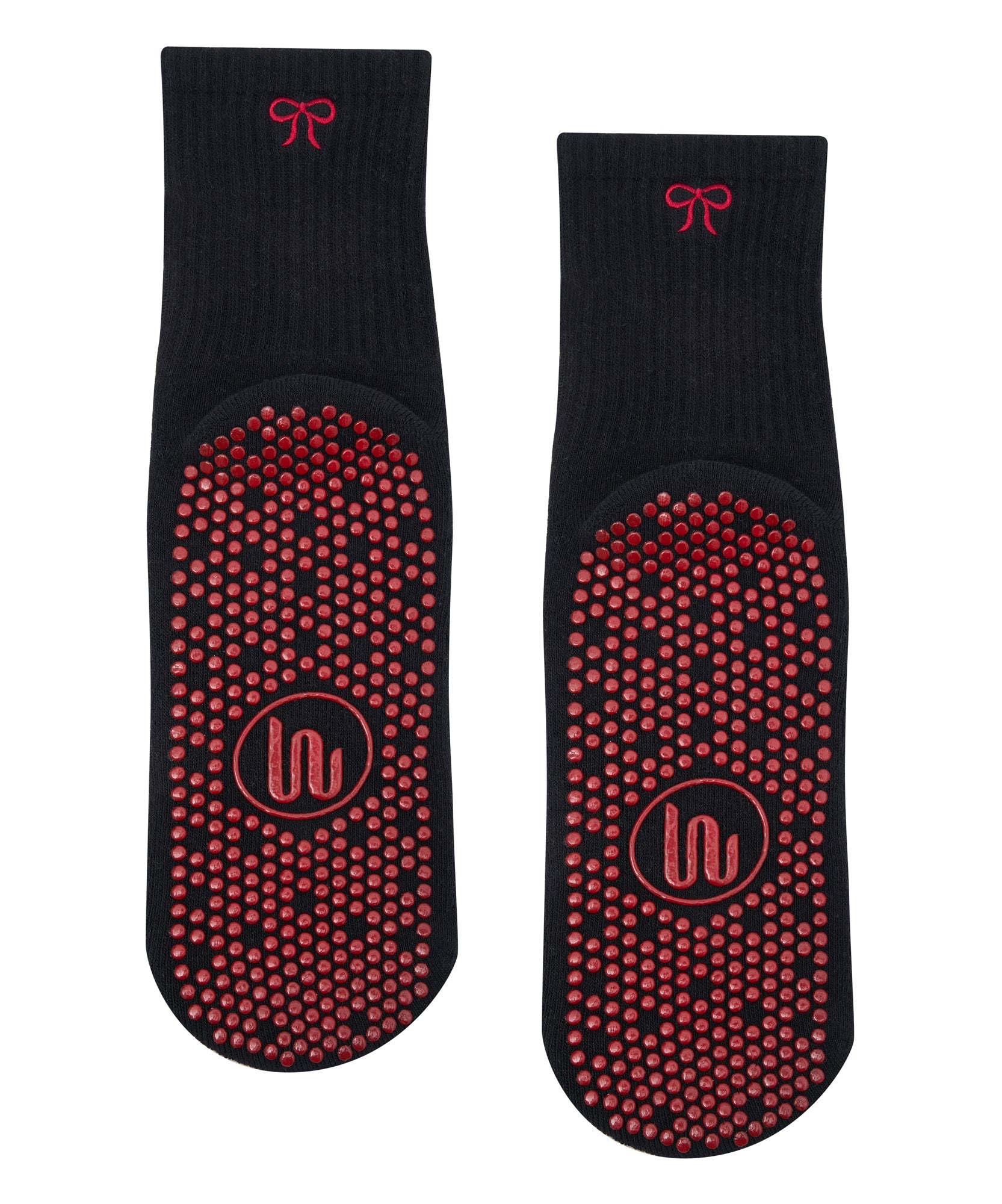 Crew Non Slip Grip Socks - Whimsy Bow Black