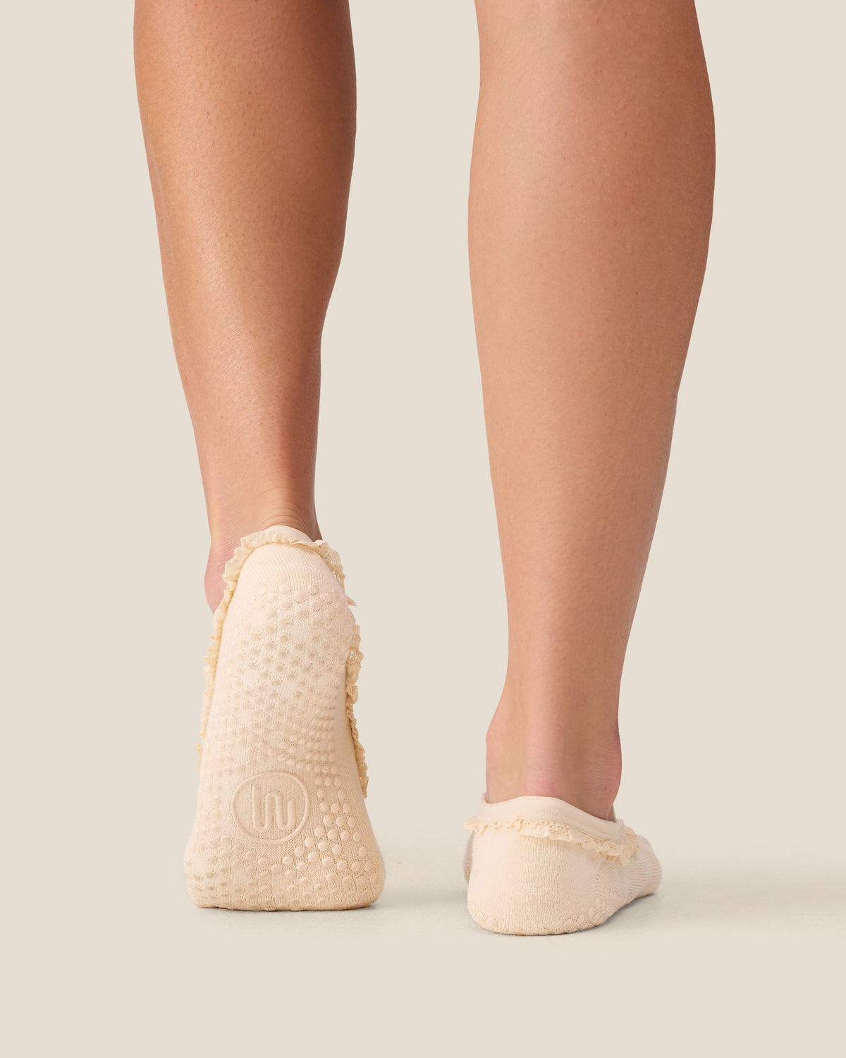 Ballet Grip Socks - Lace Trim Oat