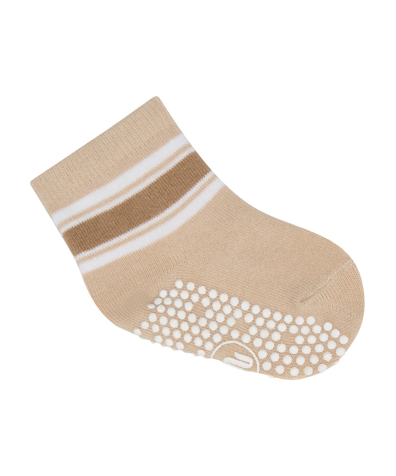 Baby Non Slip Grip Socks - Beige Stripes