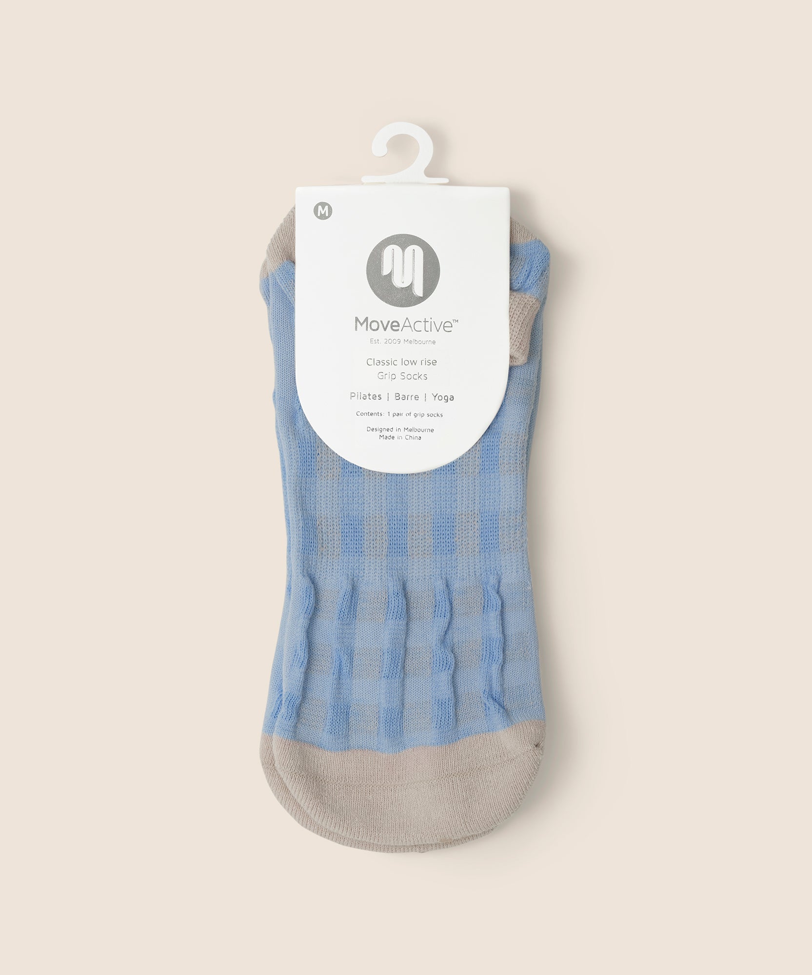 Classic Low Rise Grip Socks - Bluebelle Gingham