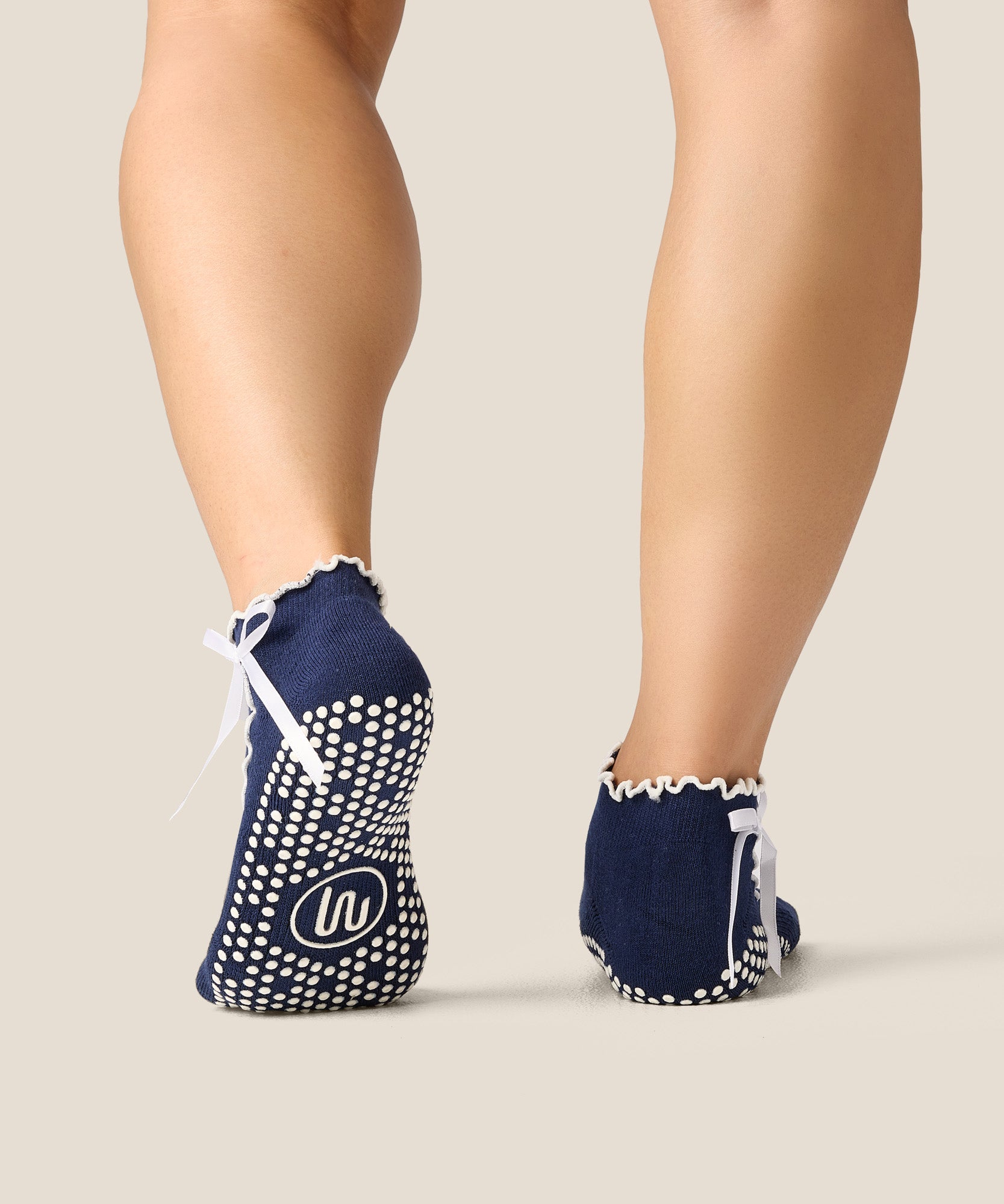 Low Rise Grip Socks - Sweet Bow Navy