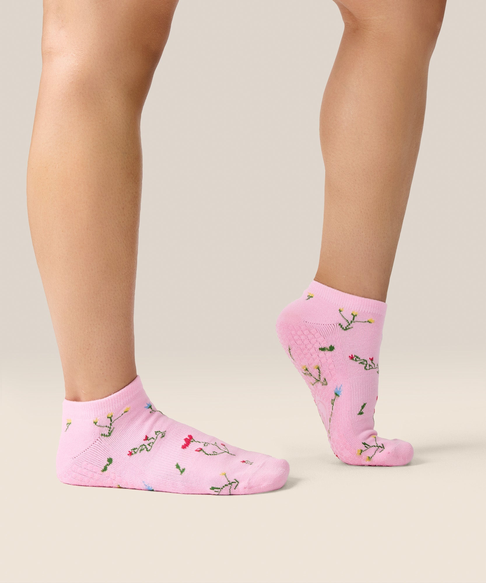 Low Rise Grip Socks - Wildflower Pink