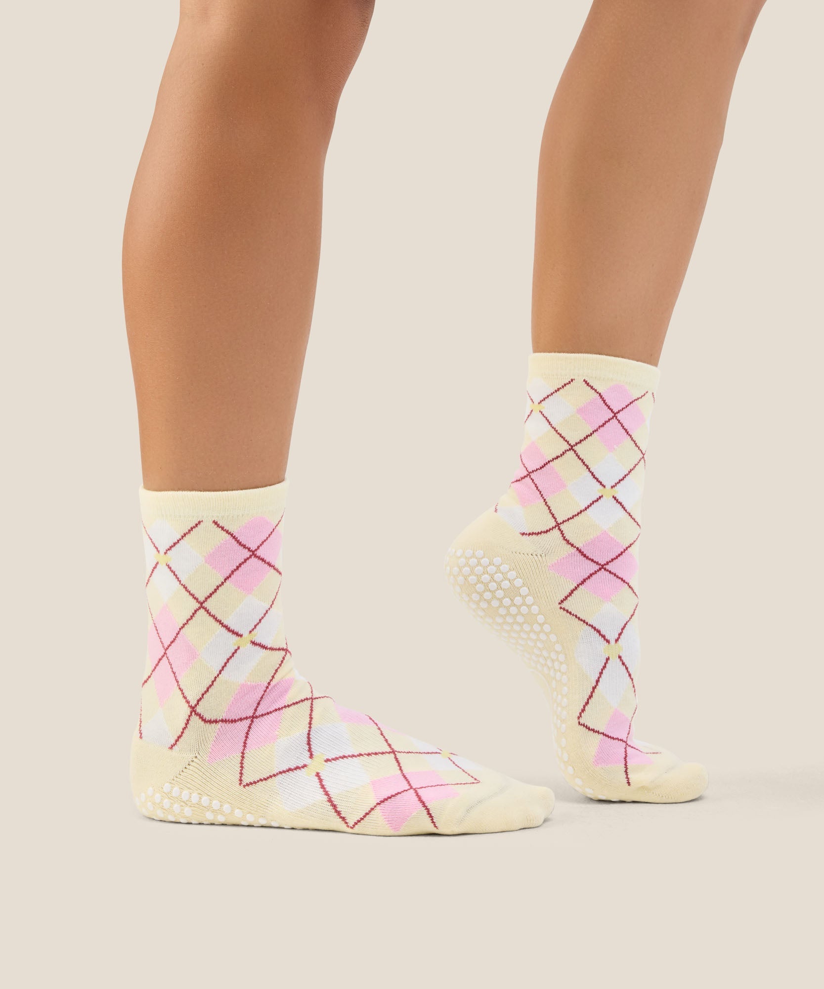 Crew Grip Socks - Argyle Butter