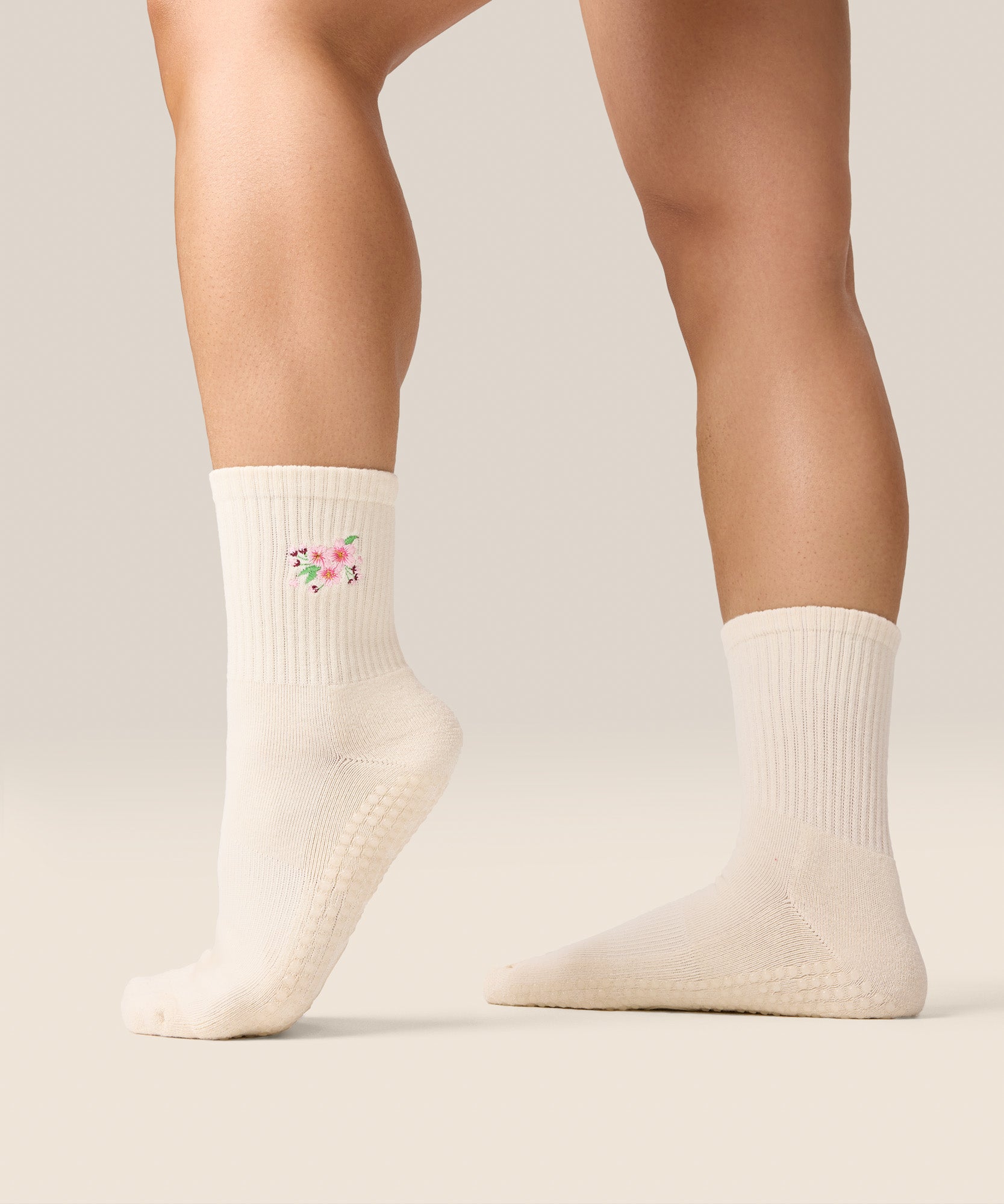 Crew Grip Socks - Cherry Blossom Ivory