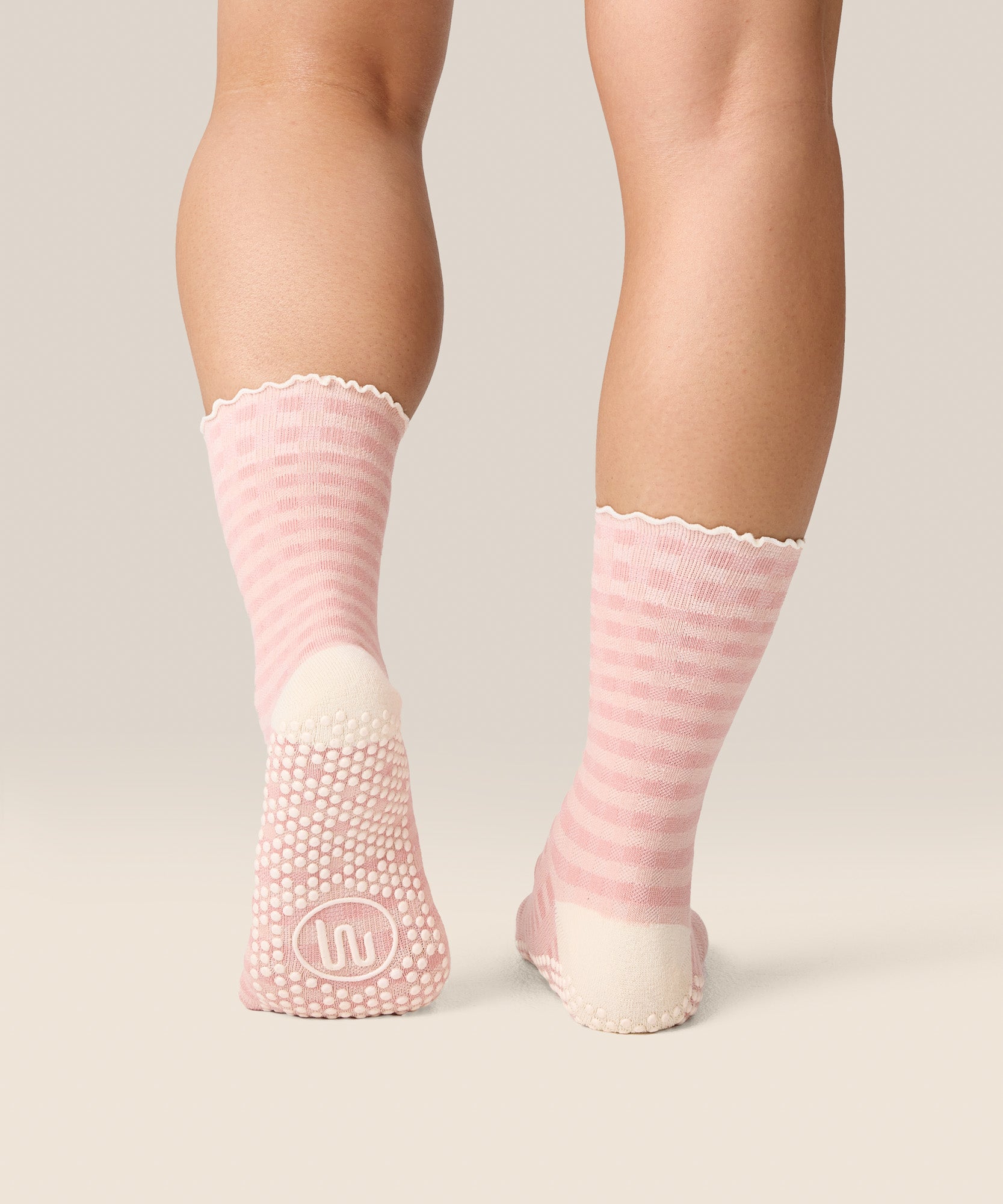 Crew Grip Socks - Gingham Frill Rose