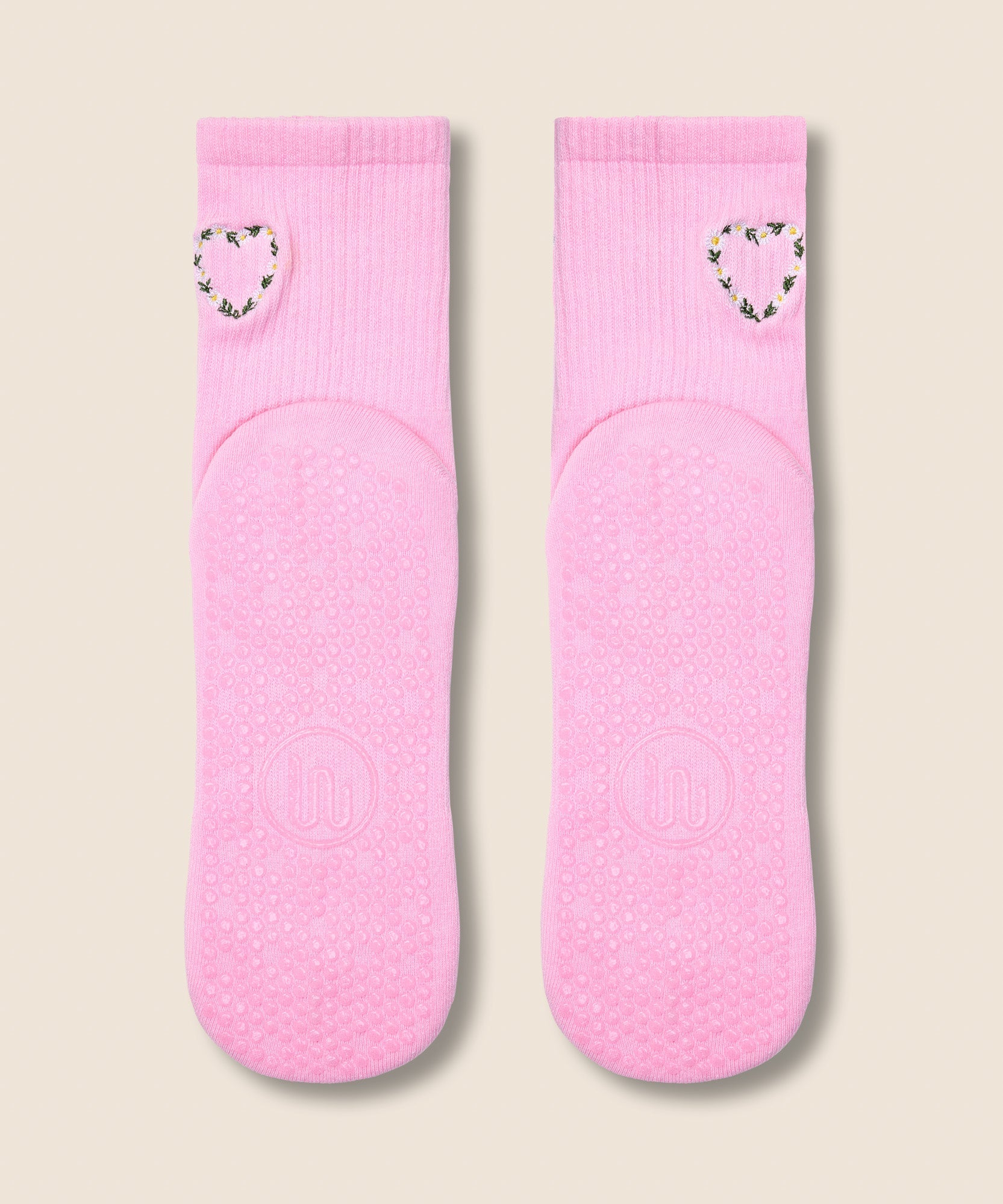 Crew Grip Socks - Heart Vine Pink