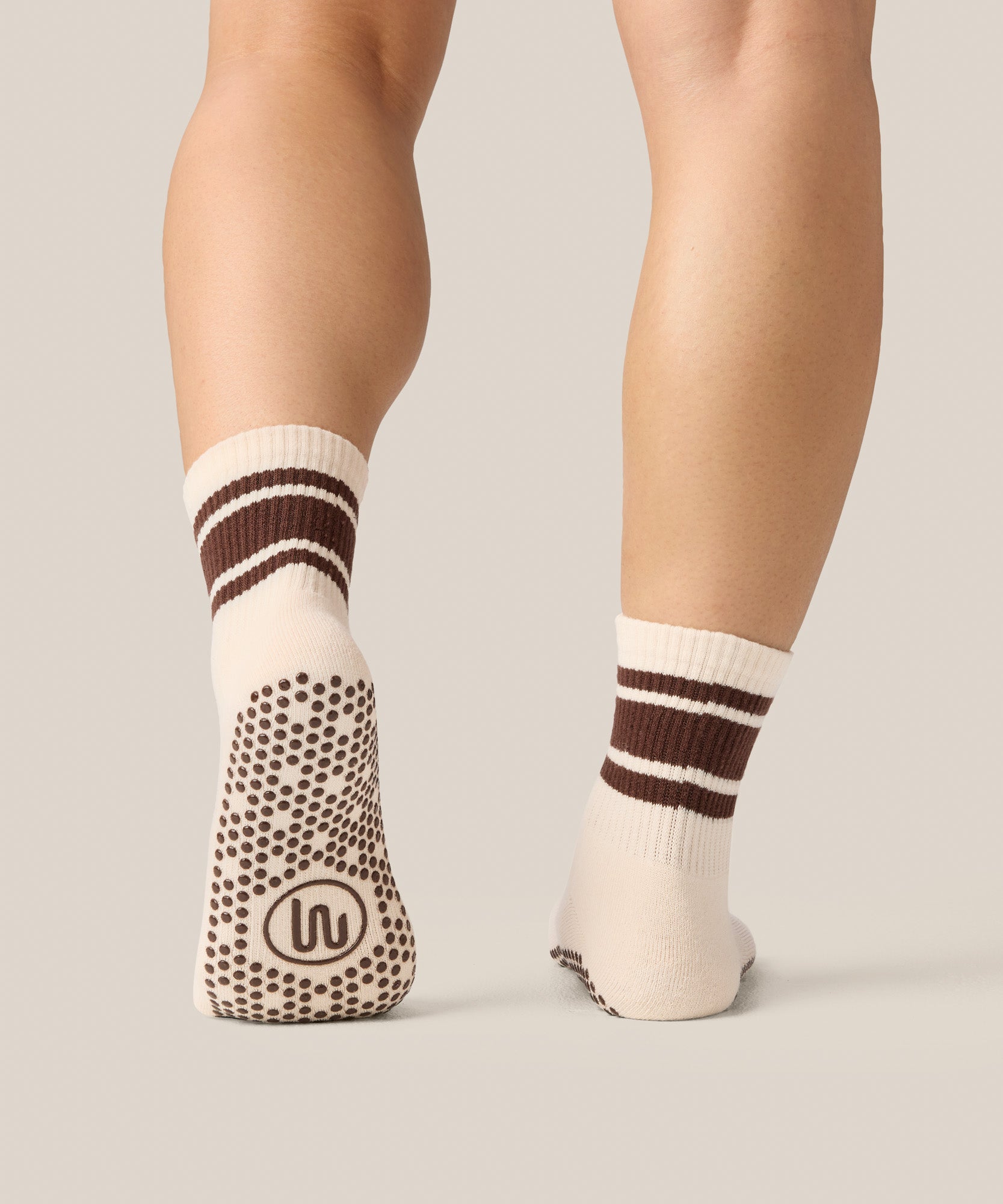 Crew Grip Socks - Oat Espresso Stripe