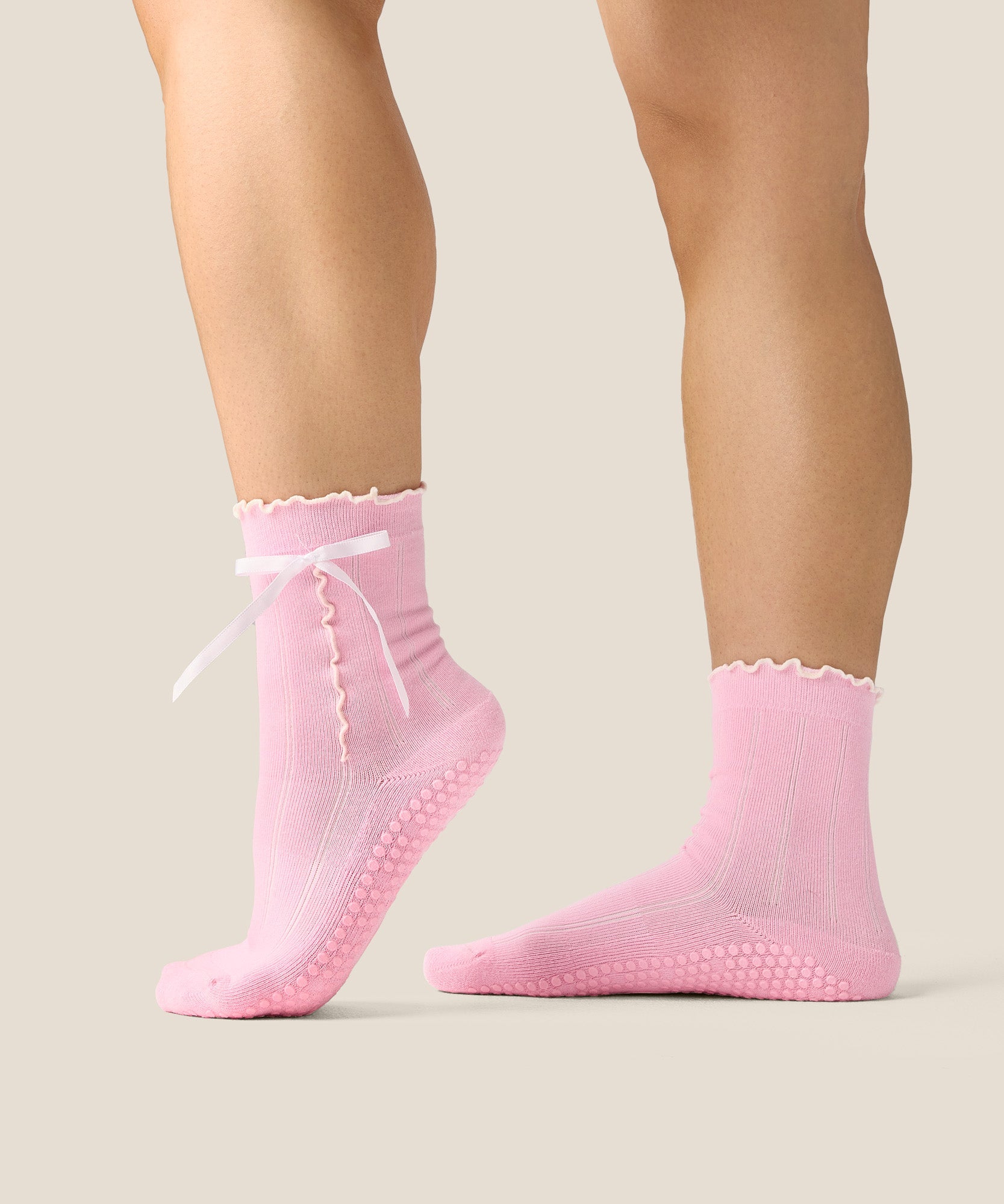 Crew Grip Socks - Sweet Bow Pink