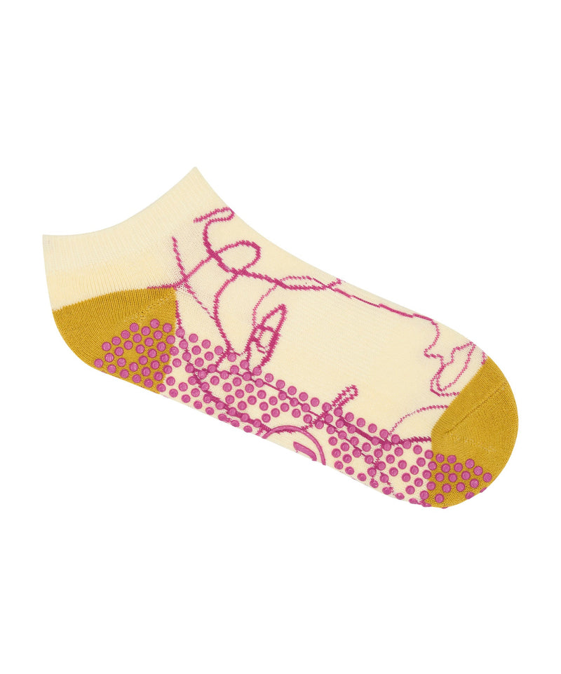 Classic Low Rise Grip Socks - Ivory Abstract