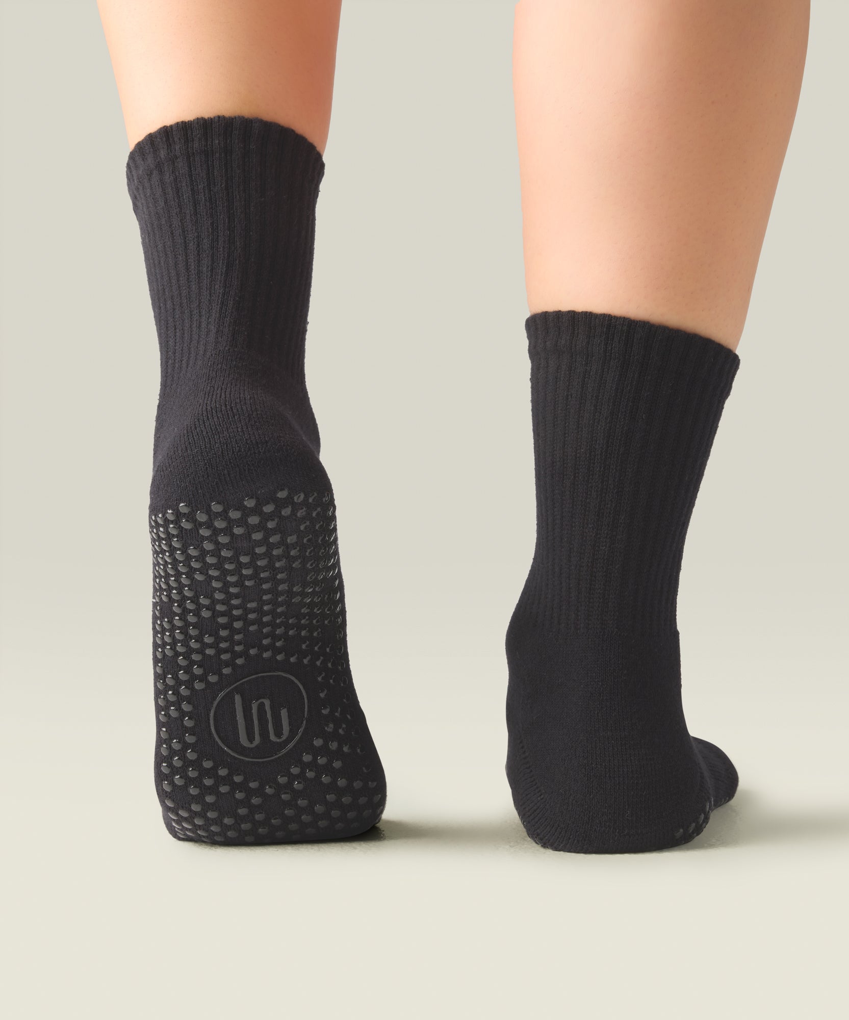 Crew Non Slip Grip Socks - Black