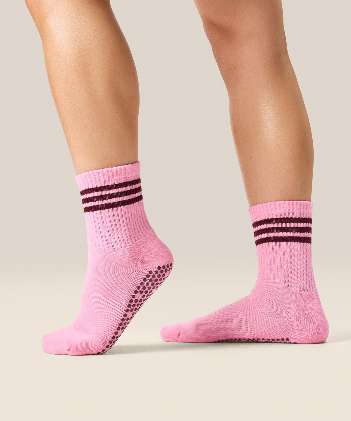 Crew Non Slip Grip Socks - Pink Paloma