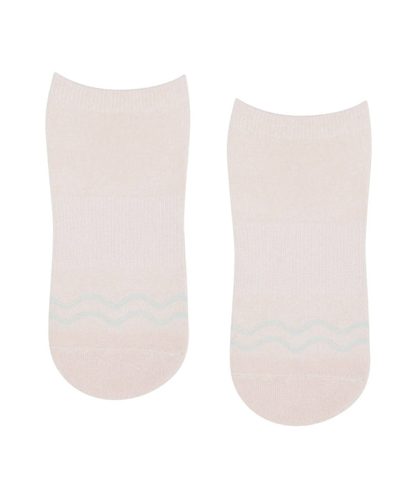 Classic Low Rise Grip Socks - Miami Deco in vibrant pink and green with geometric patterns