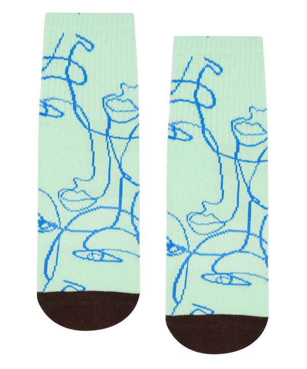 Crew Non Slip Grip Socks - Mint Abstract