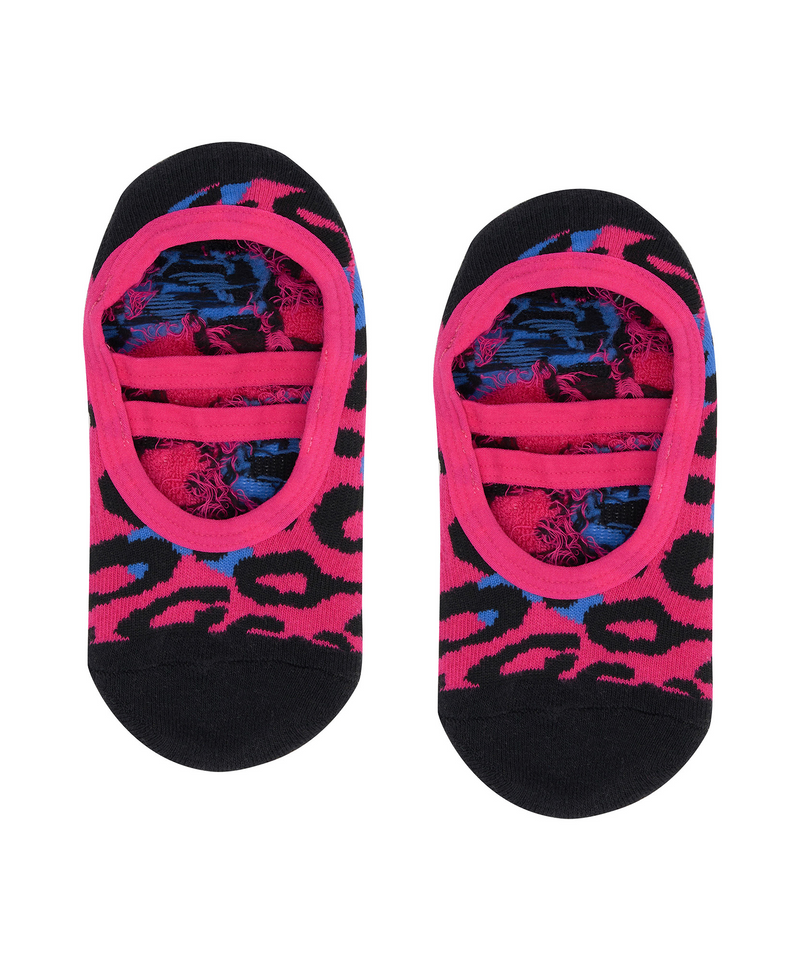 Stylish and Functional Ballet Non Slip Grip Socks in Hot Pink Leopard