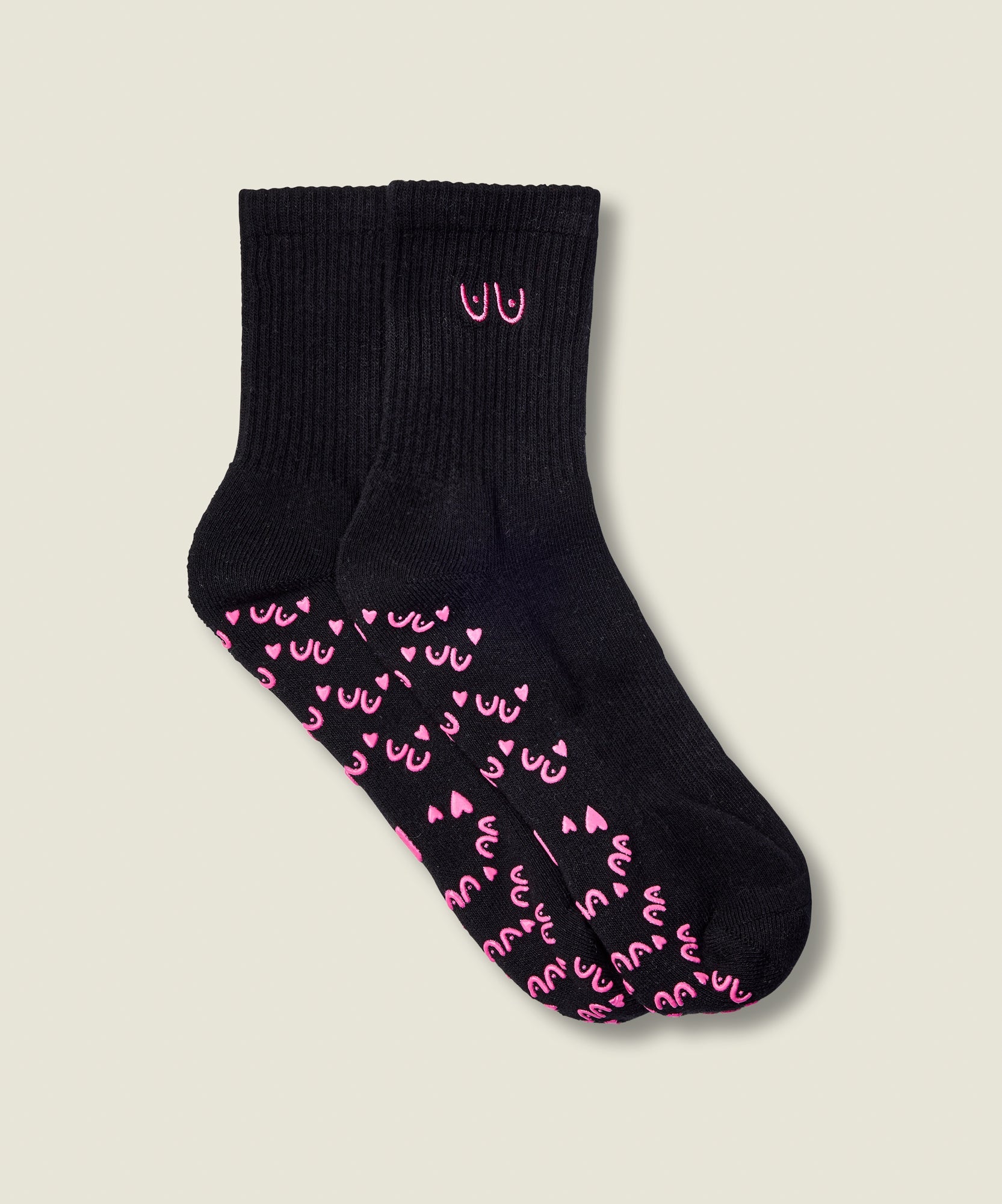 Crew Non Slip Grip Socks - Power in Pairs Black