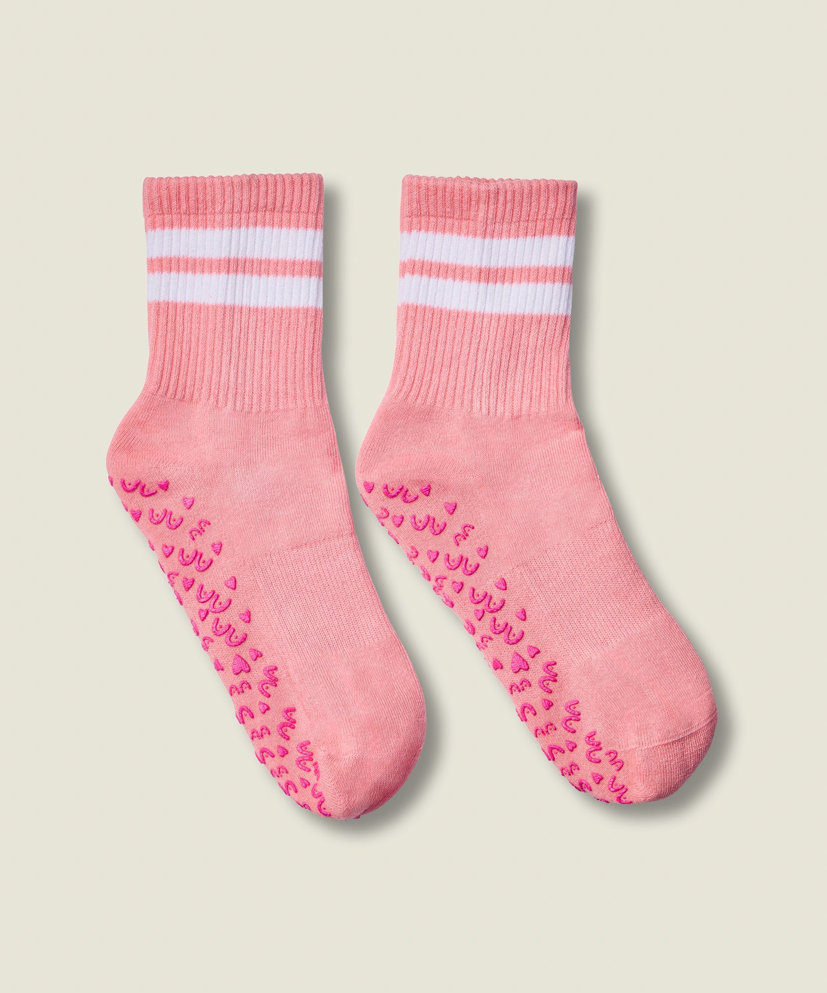 Crew Non Slip Grip Socks - Rose Stripe
