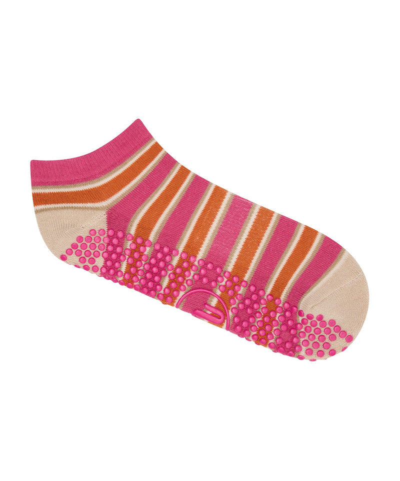 Classic Low Rise Grip Socks - Pink & Orange Stripes