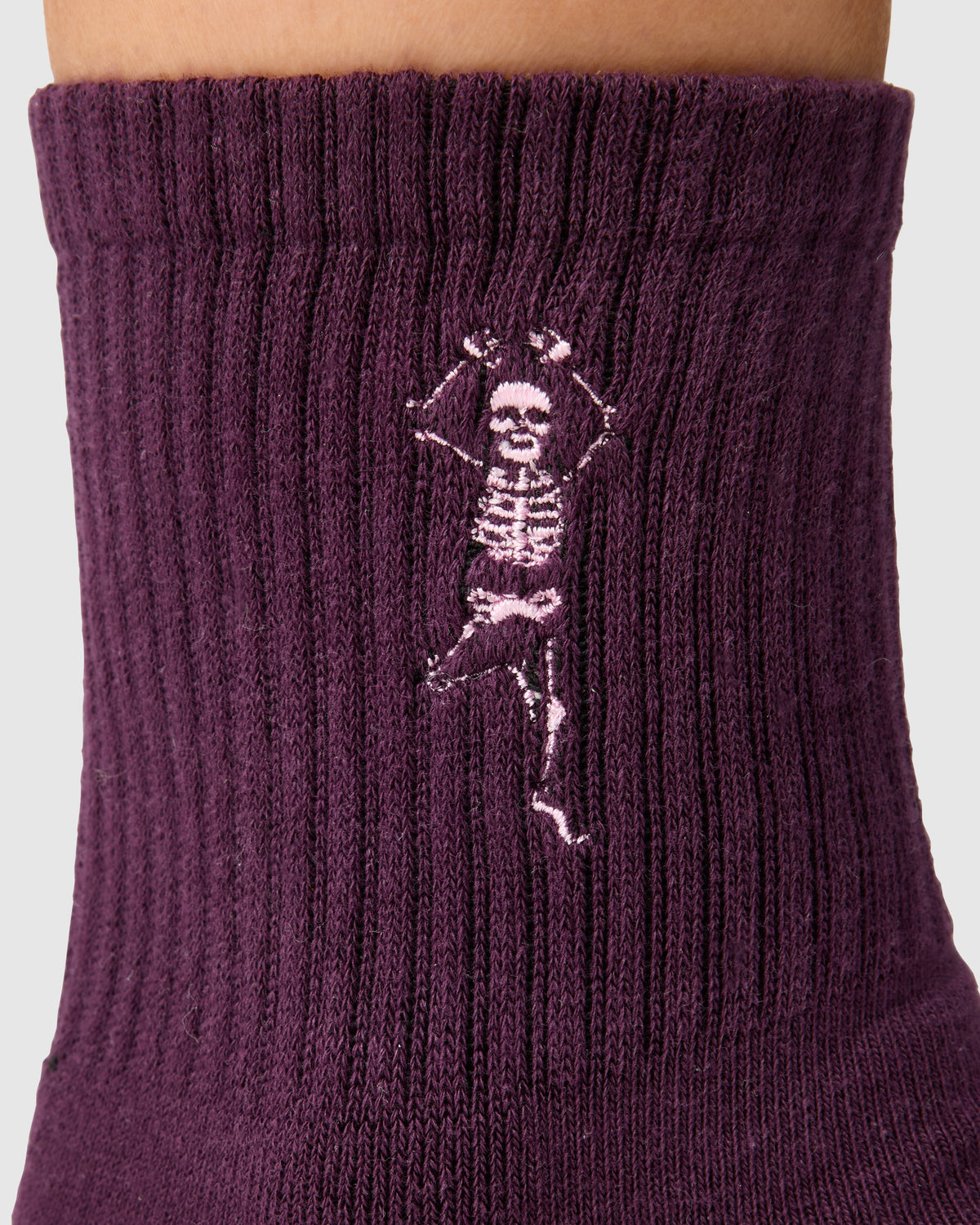 Crew Grip Socks - Pilates Skeleton Plum