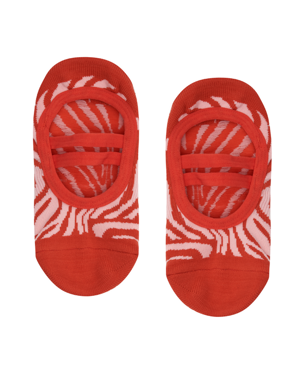 Comfortable and stylish burnt orange zebra ballet non slip grip socks