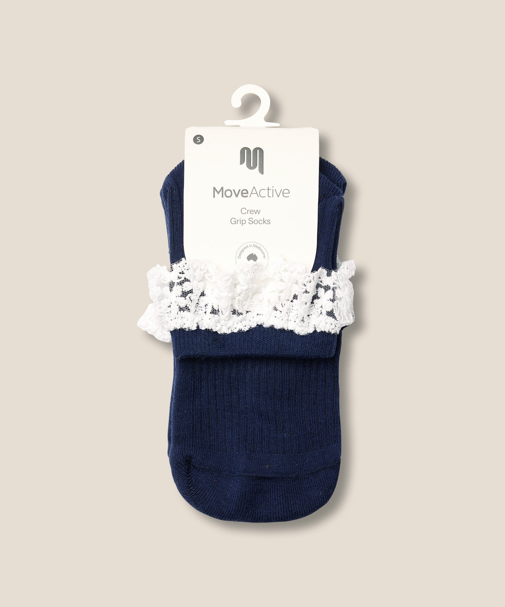 Quarter Crew Grip Socks - Lovers Lace Navy