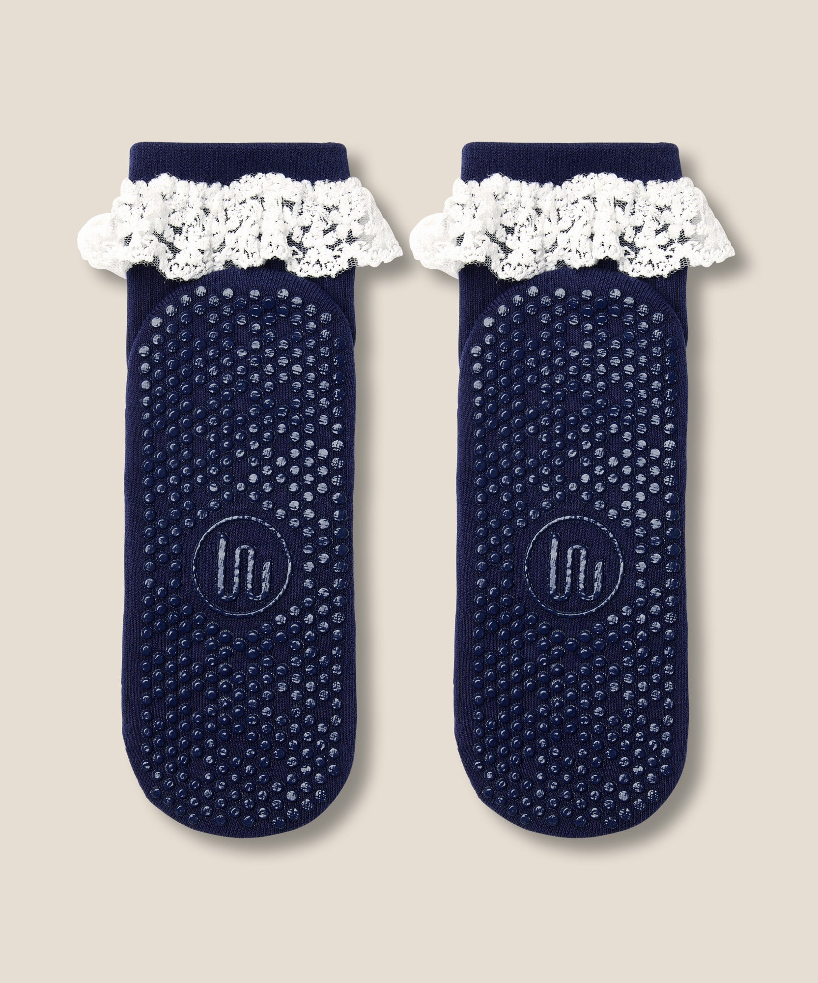 Quarter Crew Grip Socks - Lovers Lace Navy