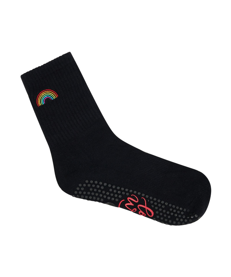 Crew Non Slip Grip Socks - Rainbow Black