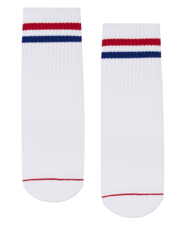 Crew Non Slip Grip Socks - Polo Stripe White