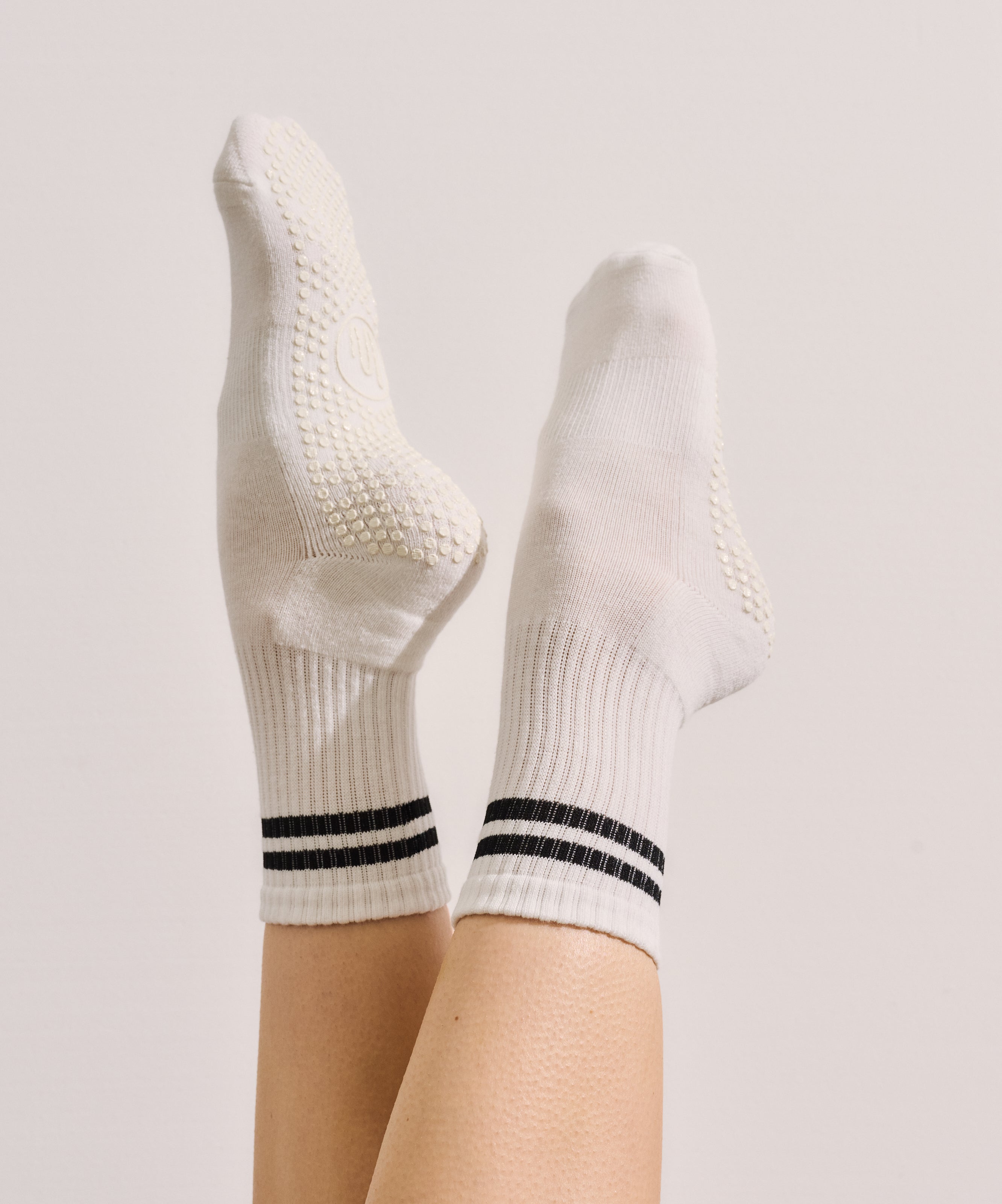 Crew Non Slip Grip Socks - Sporty Stripe Ivory