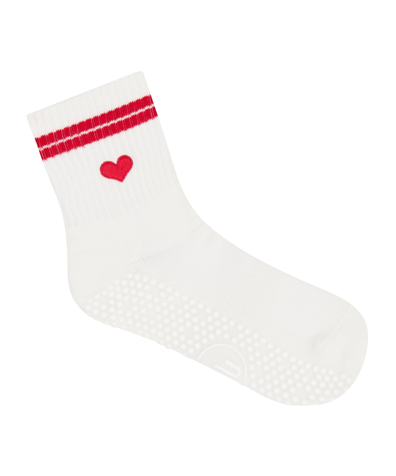 Crew Non Slip Grip Socks - Love Struck Ivory