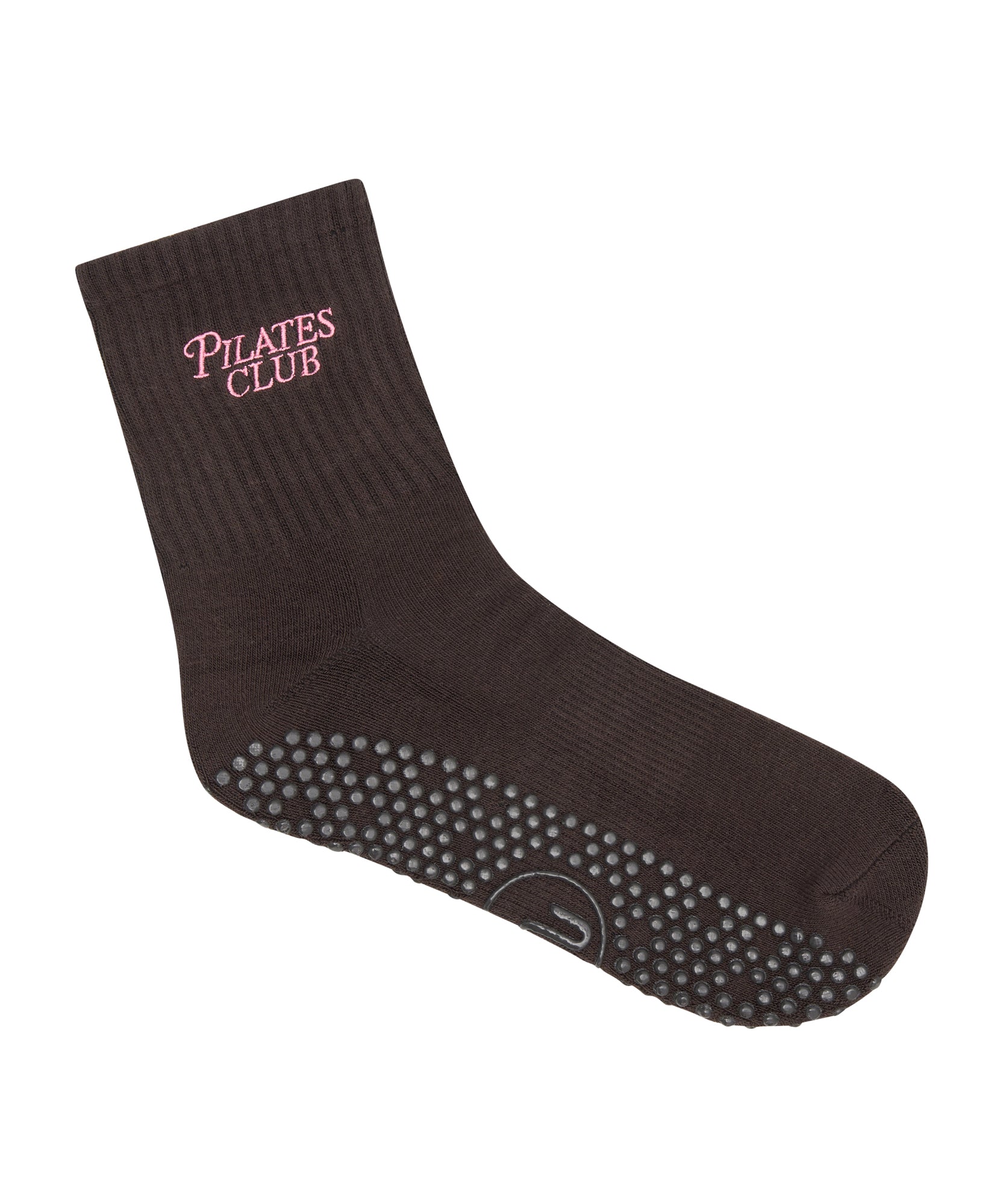 Crew Non Slip Grip Socks - Pilates Club Chocolate