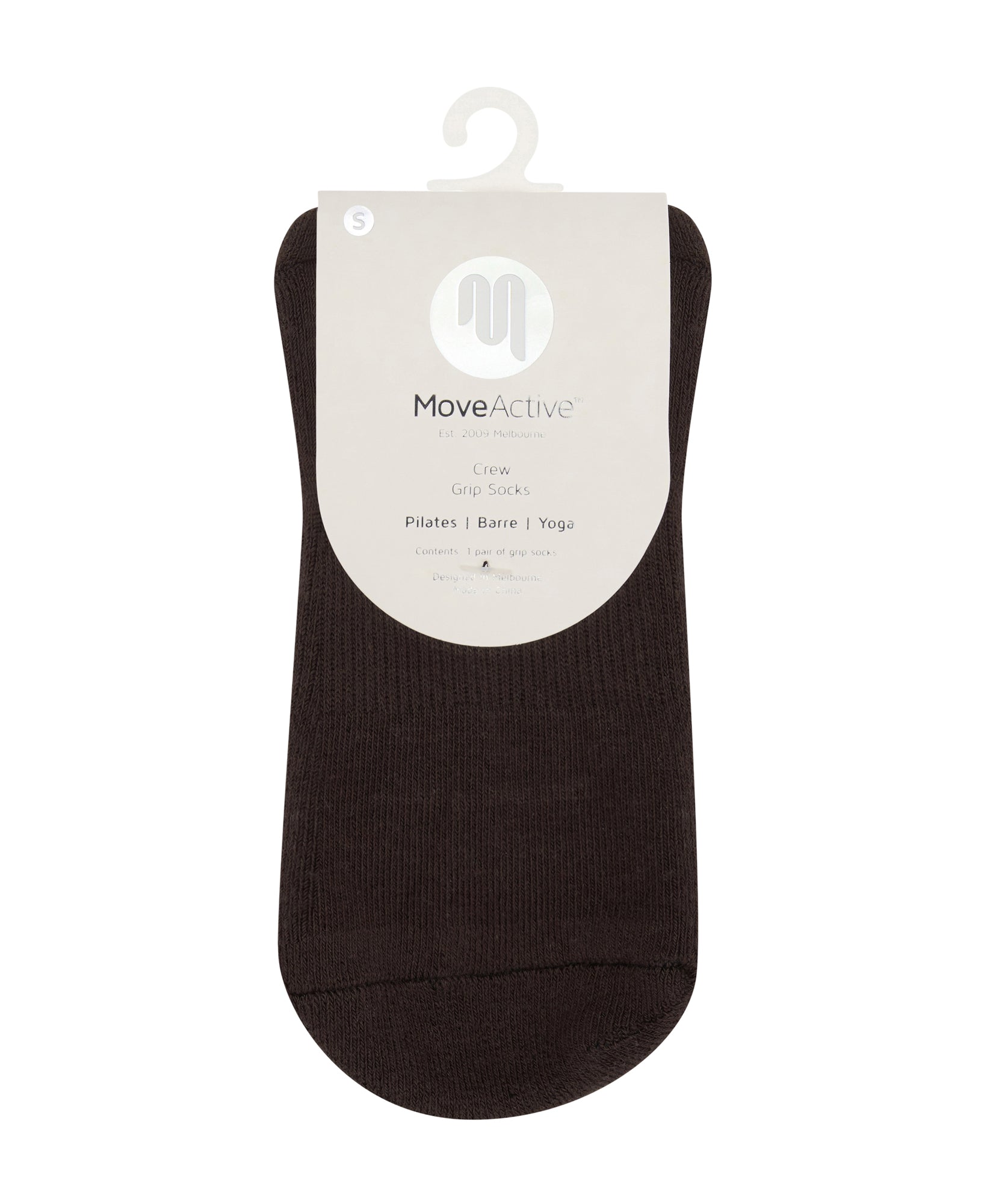 Crew Non Slip Grip Socks - Pilates Club Chocolate